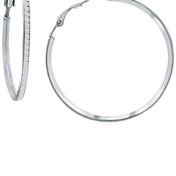 Giani Bernini Sterling Silver Sterling Silver Hoop Earrings with crystals - Picture 1 of 7